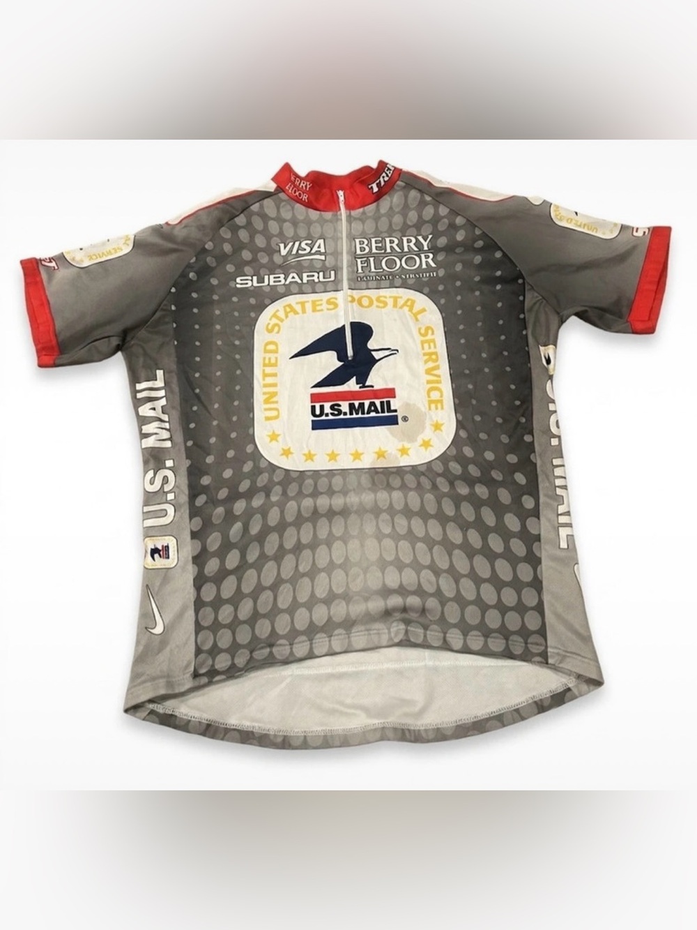 Vintage Nike USPS Trek Cycling Jersey Size L Gray Tour De France Special Edition